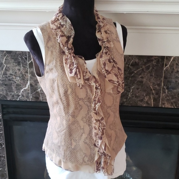 Elie Tahari Jackets & Blazers - Elie Tahari Leather Snake Print Vest
Silk ruffle 6